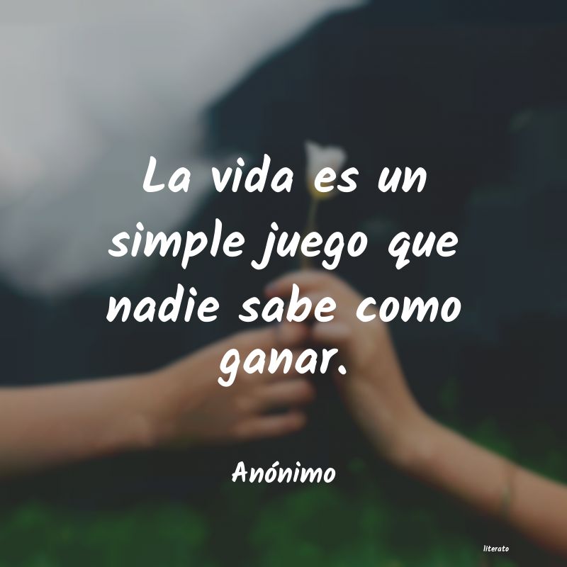 La vida es un simple juego que nadie sab