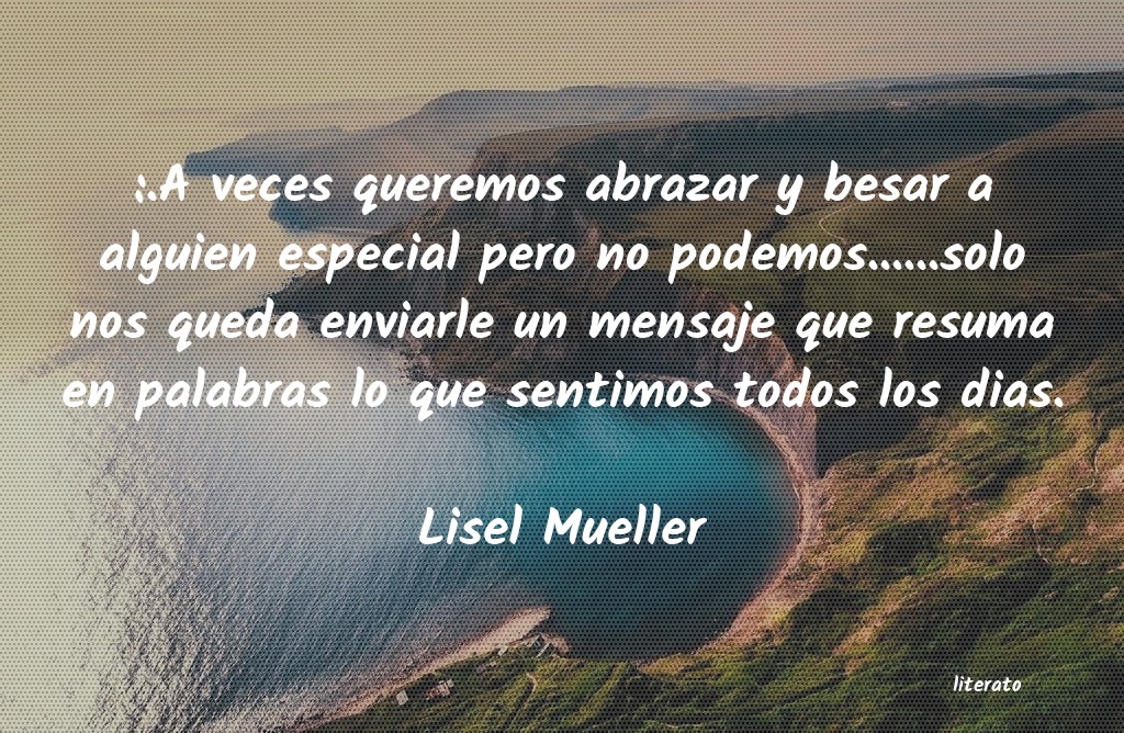 Lisel Mueller: :.A veces queremos abrazar y b