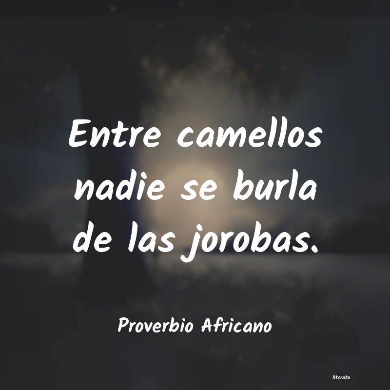Proverbio Africano: Entre camellos nadie se burla