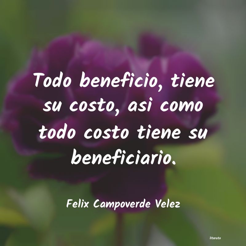 Felix Campoverde Velez: Todo beneficio, tiene su costo