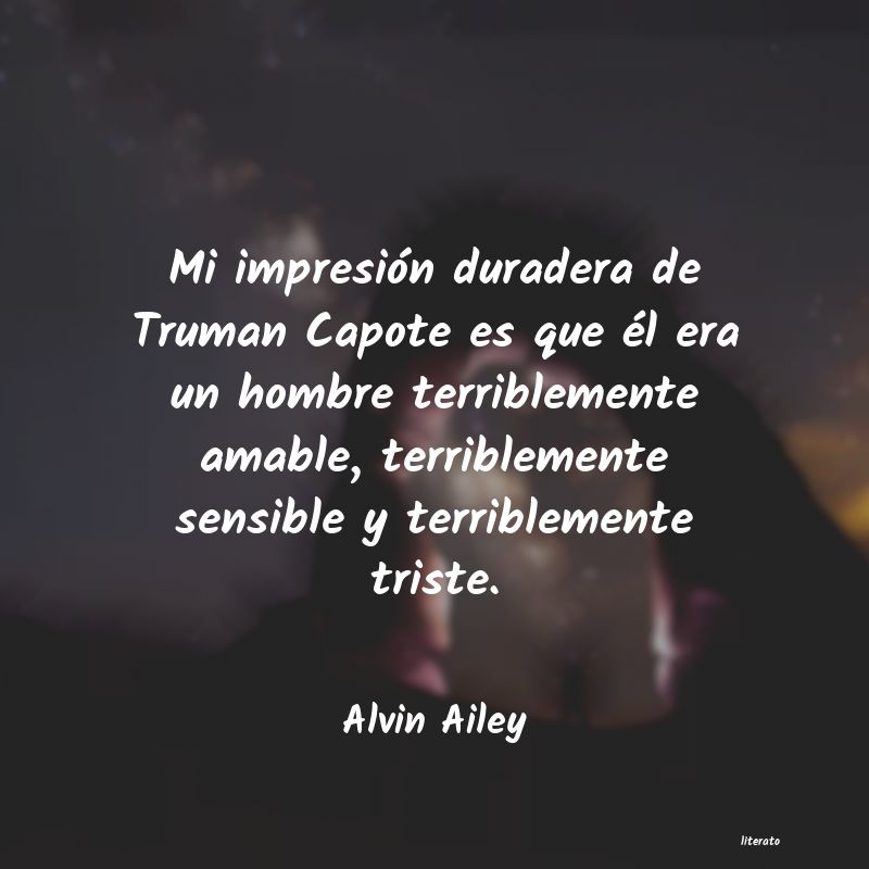 <ol class='breadcrumb' itemscope itemtype='http://schema.org/BreadcrumbList'>
    <li itemprop='itemListElement'><a href='/autores/'>Autores</a></li>
    <li itemprop='itemListElement'><a href='/autor/alvin_ailey/'>Alvin Ailey</a></li>
  </ol>
