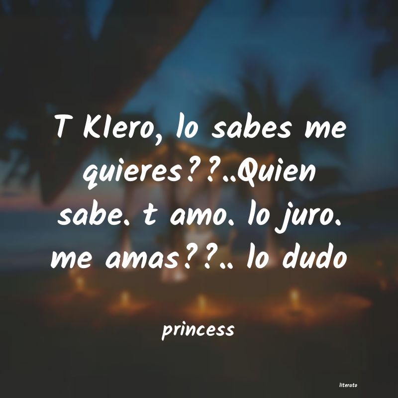 Princess: T KIero, lo sabes me quieres??