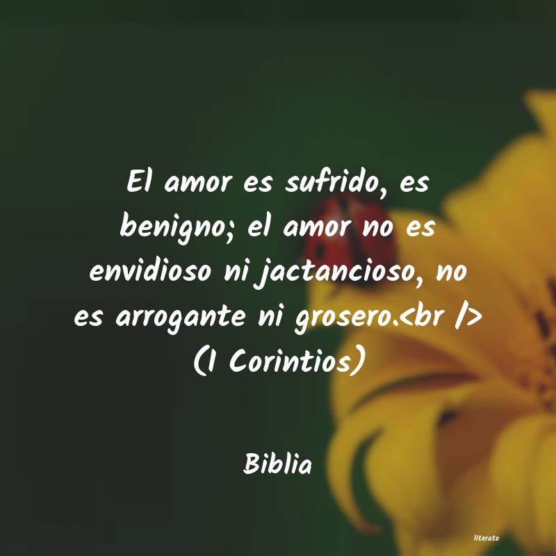 Biblia: El amor es sufrido, es benigno