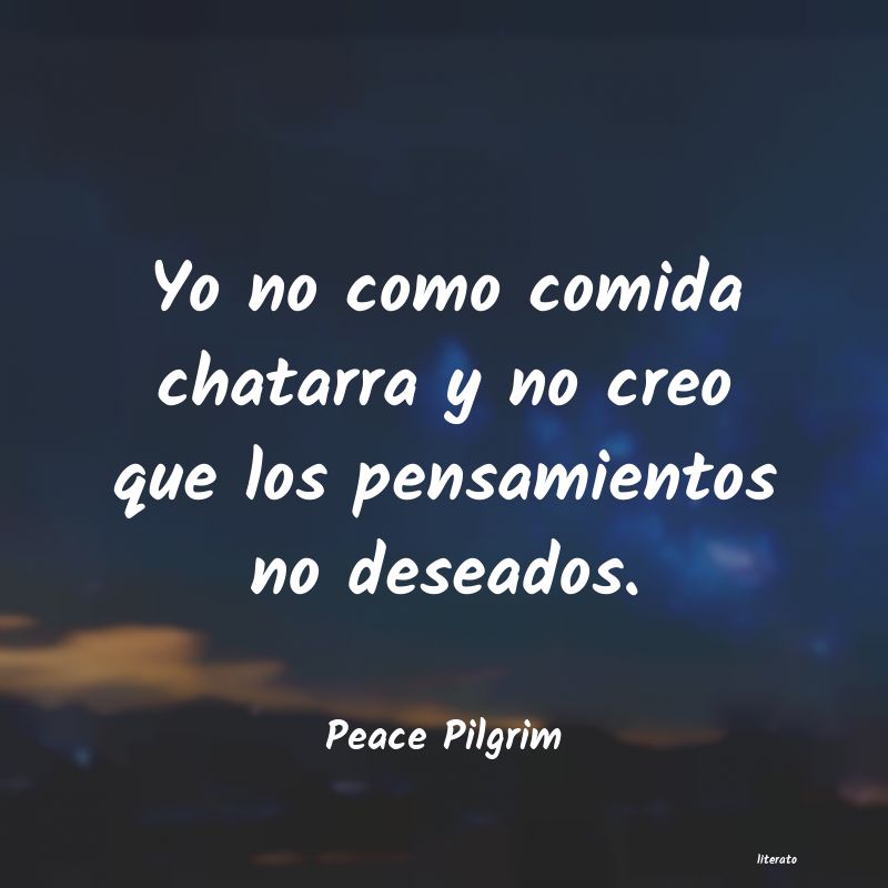 Peace Pilgrim: Yo no como comida chatarra y n