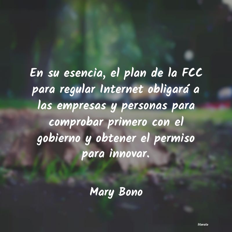 Mary Bono: En su esencia, el plan de la F