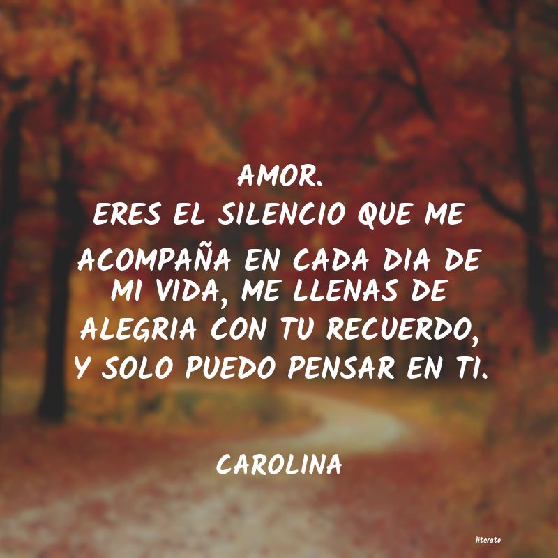 CAROLINA: AMOR. ERES EL SILENCIO QUE ME