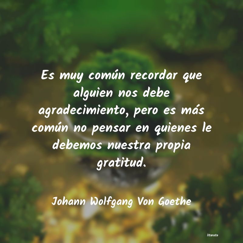 Johann Wolfgang Von Goethe: Es muy común recordar que alg